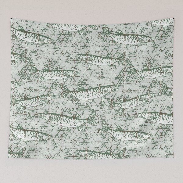 Item preview, Musky Fish Rustic Neutral Green Camo Pattern designed and sold by Michelebuttons.
