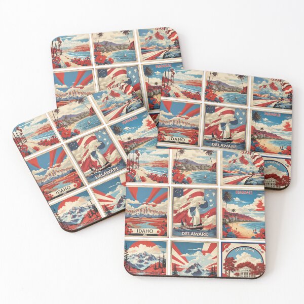 Item preview, USA Vintage Tourism Posters Sticker Pack 4 designed and sold by TravelersGems.