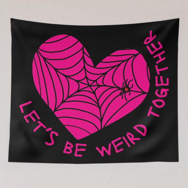 Item preview, let's be weird together cute pink heart with spiderweb designed and sold by Alyn8.