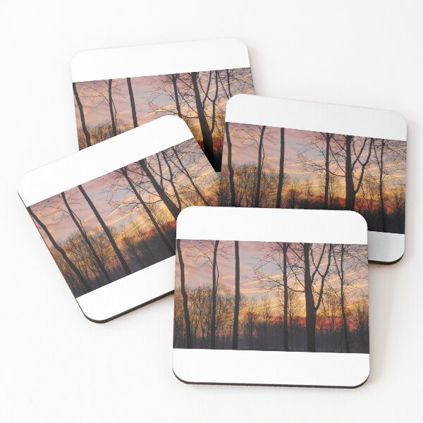 Item preview, Avian Trails and Sunrise Veils: Woods in Radiant Hues designed and sold by InbalTurShalom.