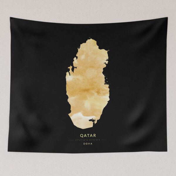 Item preview, Qatar map in gold color designed and sold by Jerhus.