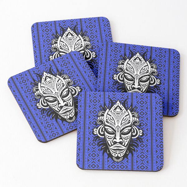 Item preview, Indian black and blue pattern and tribal mask designed and sold by SweetRossel.