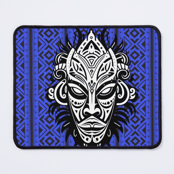 Item preview, Indian black and blue pattern and tribal mask designed and sold by SweetRossel.
