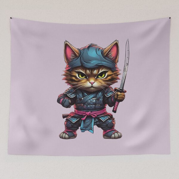 Item preview, Cute cat samurai with a katana  designed and sold by Promarkets.
