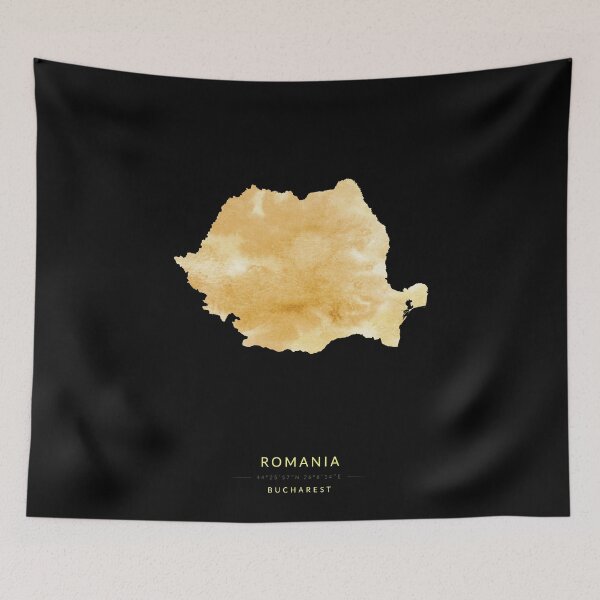 Item preview, Romania map in gold color designed and sold by Jerhus.