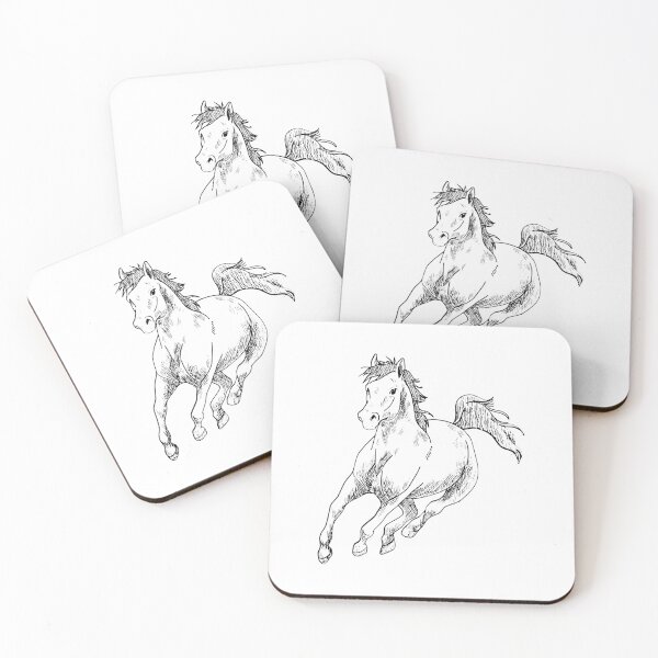 Item preview, A Spotted Black Horse Walks With a Long Mane designed and sold by Issfoula.