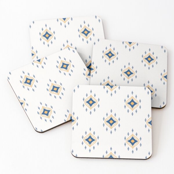 Item preview, Boho Aztec simple blue white gold print designed and sold by InteriorRefine.