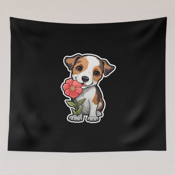 Item preview, Jack Russell Terrier with Flowers designed and sold by CUTEDOGGIEZ.