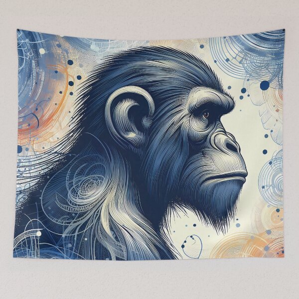 Item preview, Contemplation in Blue: The Pensive Primate designed and sold by Vitalka-uk.