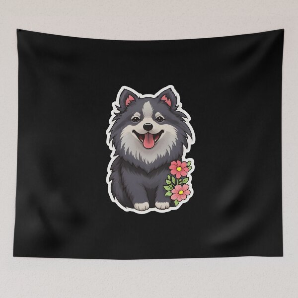 Item preview, Keeshond in Flowers designed and sold by CUTEDOGGIEZ.