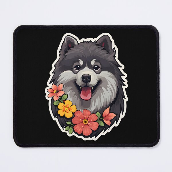 Item preview, Keeshond with Flowers designed and sold by CUTEDOGGIEZ.