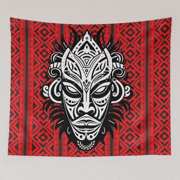 Item preview, Indian black and red pattern and tribal mask designed and sold by SweetRossel.