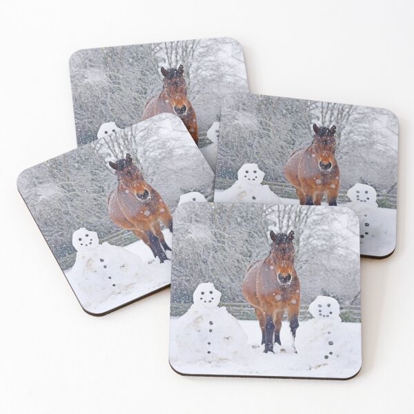 Item preview, Merry the Exmoor Pony with her two Snowman Friends designed and sold by may whiston.