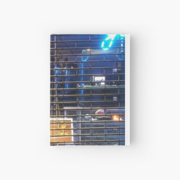 Building, skyscraper, symmetry, night lights, sky, evening, city view Hardcover Journal