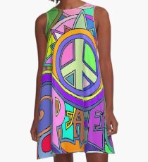 Colorful Trippy Hippy Art A-Line Dress