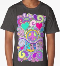 Psychedelic Hippy Retro Peace Art Long T-Shirt