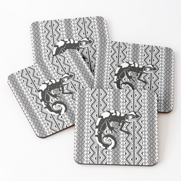 Item preview, Lizard sitting on black and white indian pattern designed and sold by SweetRossel.
