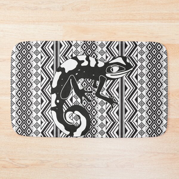 Item preview, Lizard sitting on black and white indian pattern designed and sold by SweetRossel.