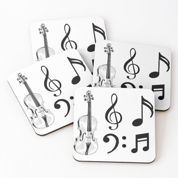 Item preview, Violin, eighth notes, and bass and treble clefs designed and sold by ElegantTeaTime.