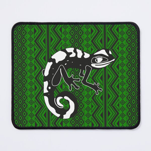 Item preview, Lizard sitting on black green indian pattern designed and sold by SweetRossel.