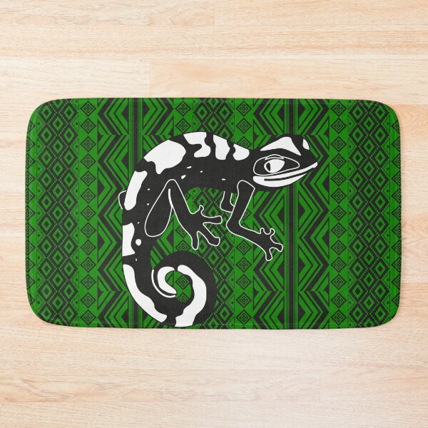 Item preview, Lizard sitting on black green indian pattern designed and sold by SweetRossel.