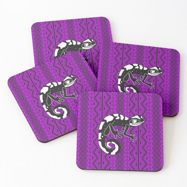 Item preview, Lizard sitting on black purple indian pattern designed and sold by SweetRossel.
