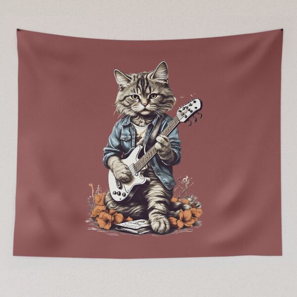 Item preview, .Groovy Cat: Riffs in Denim and Feline Melodies designed and sold by modernaarte.