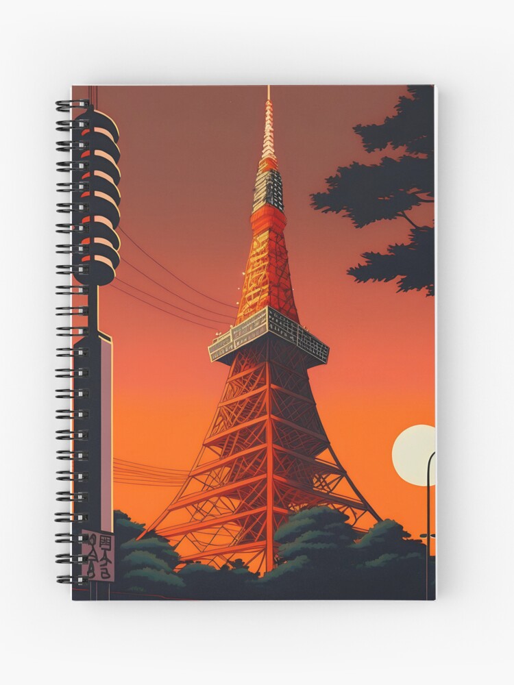 Aperçu 1 sur 3. Carnet avec l'œuvre Tokyo Tower créée et vendue par after5.