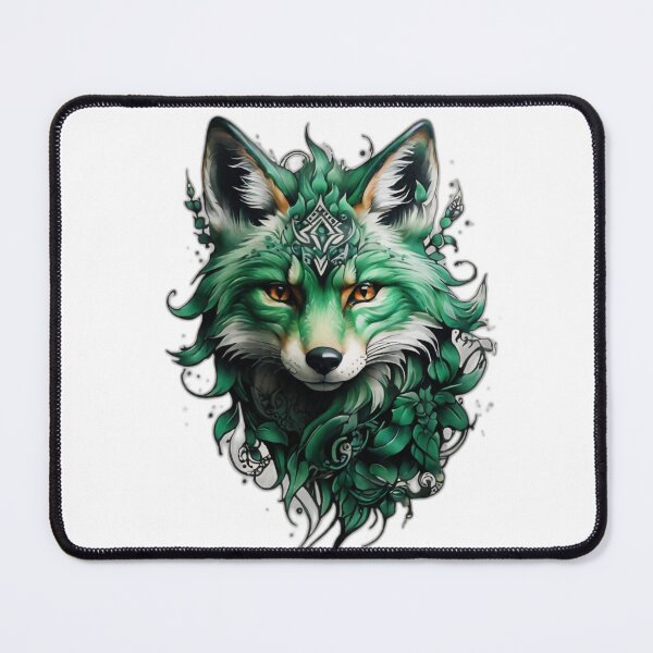 Item preview, Green Floral Tribal Fox Tattoo t-shirt designed and sold by Baldazar.