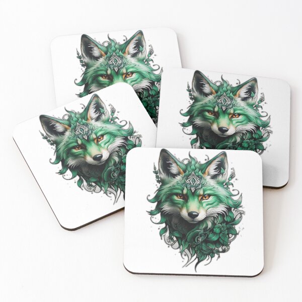 Item preview, Green Floral Tribal Fox Tattoo t-shirt designed and sold by Baldazar.