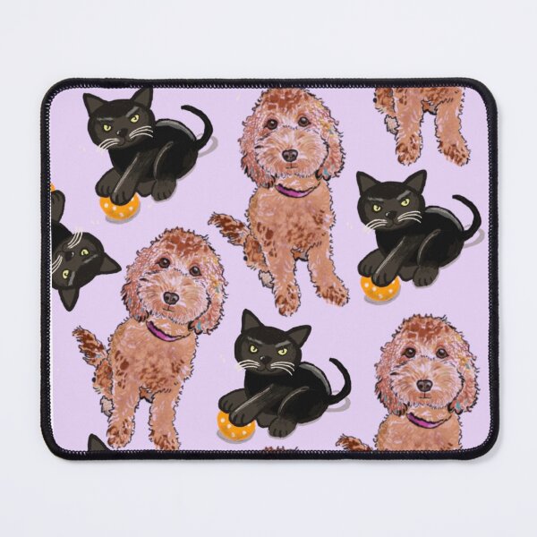 Item preview, Cute cockapoo dog and cheeky black cat designed and sold by mazarte.