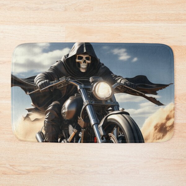 Artikelvorschau, Der Sensenmann rast auf einem Motorrad durch das Death Valley entworfen und verkauft von TheDarkWardrobe.