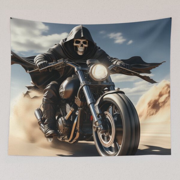 Item preview, La Parca atravesando el Valle de la Muerte en una motocicleta designed and sold by TheDarkWardrobe.