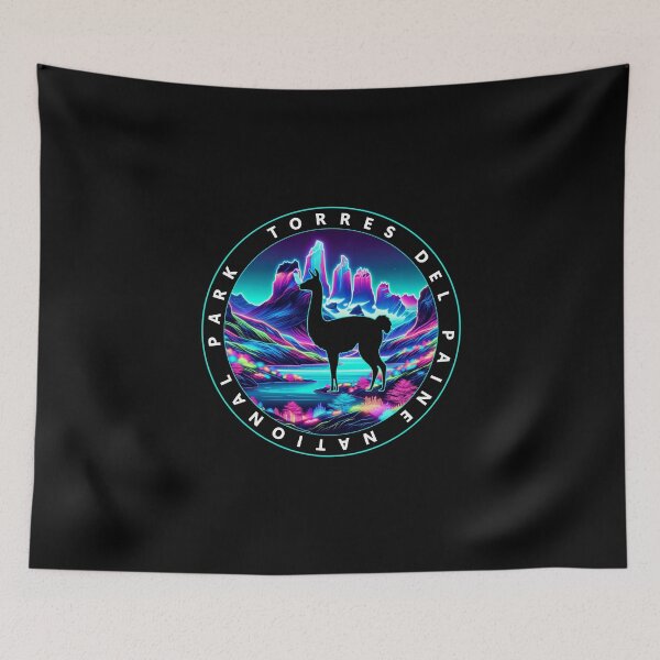 Item preview, Chilean Torres Del Paine Wildlife Moonlit Neon Silhouette designed and sold by SambaStyles.