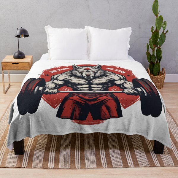 Item preview, bodybuilder wolf lifting weights designed and sold by javierparra.
