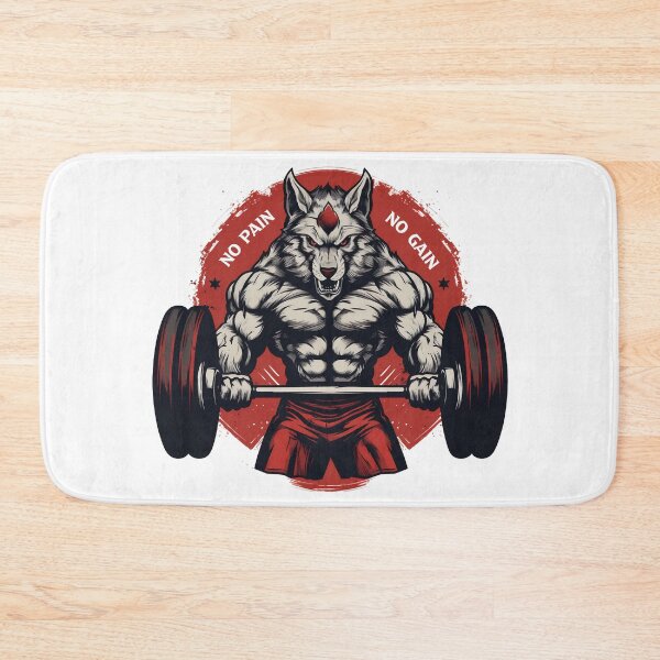 Item preview, bodybuilder wolf lifting weights designed and sold by javierparra.