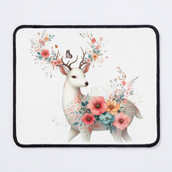 Item preview, A beautiful deer with beautiful colorful flowers designed and sold by CreativeSparkzz.