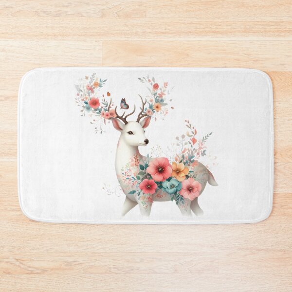 Item preview, A beautiful deer with beautiful colorful flowers designed and sold by CreativeSparkzz.