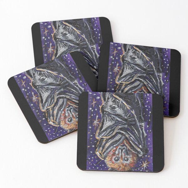 Item preview, Realistic Painted Bat on Purple Galaxy designed and sold by skybluekitty.