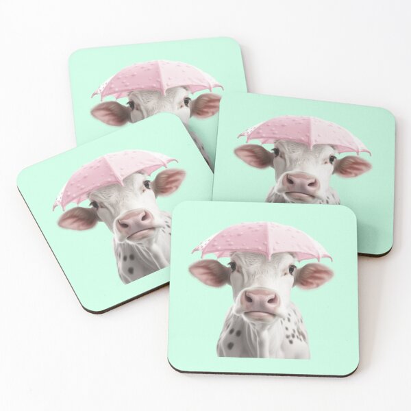 Item preview, Udderly Fabulous: Cow with Pink UmbrellaUdderly Fabulous: Elegant Cow Embracing the Rain with a Pink Umbrella designed and sold by coserkan.