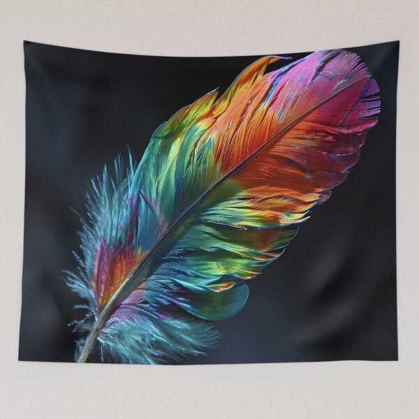 Item preview, Stunningly colorful tie dye feather print designed and sold by dcrc.