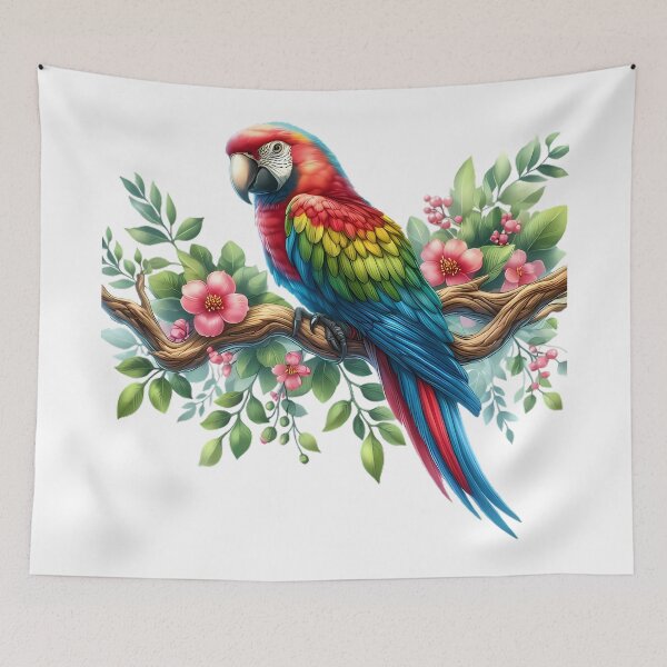 Item preview, A beautiful parrot rests on a branch designed and sold by CreativeSparkzz.