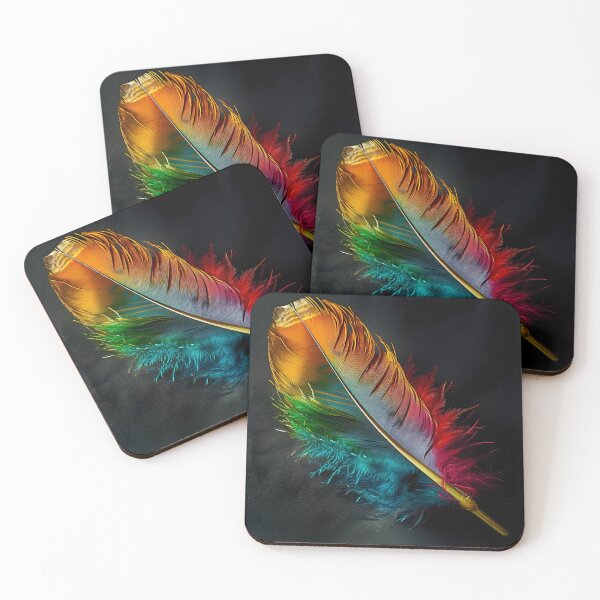 Item preview, stunningly colorful tie dye feather print designed and sold by dcrc.