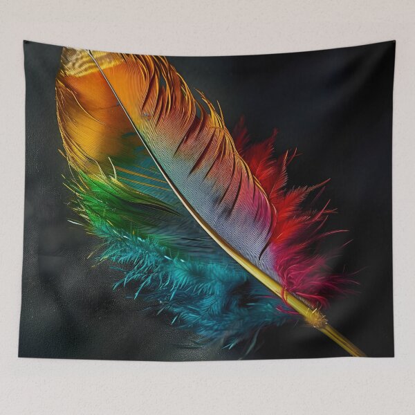 Item preview, stunningly colorful tie dye feather print designed and sold by dcrc.
