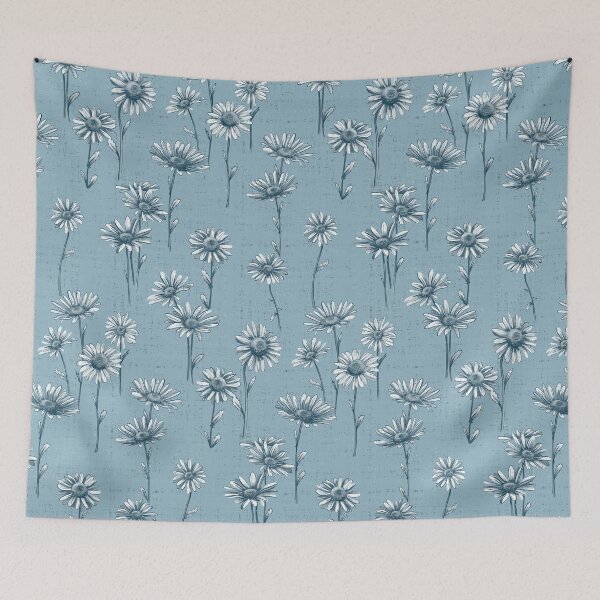 Item preview, Cottage Daisies in Steel Blue designed and sold by designedbydebby.