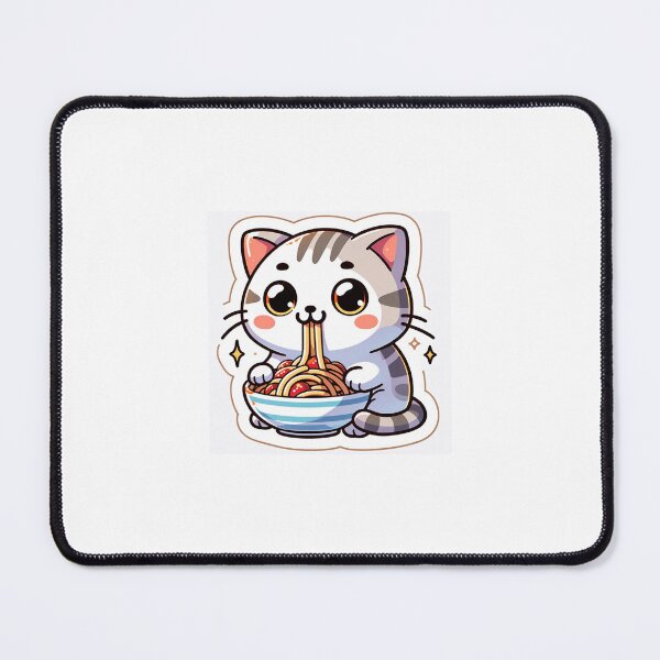 Item preview, Kawaii-Style Sokoké Cat Eating Spaghetti designed and sold by DreamVision17.