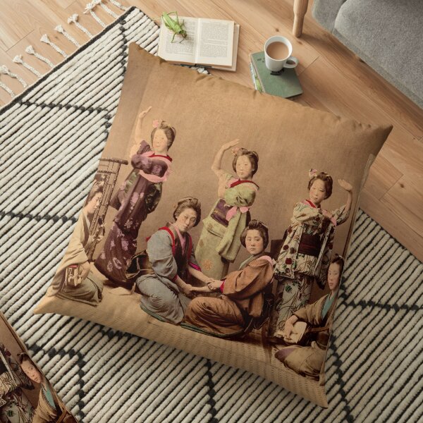 Geisha dancing party Floor Pillow