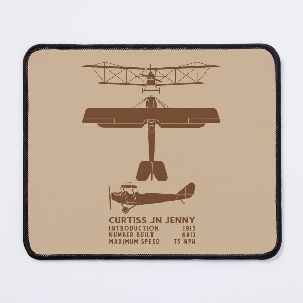 Item preview, Curtiss JN Jenny American WW1 Biplane Infographic Silhouette Diagrams designed and sold by MilitaryMart.