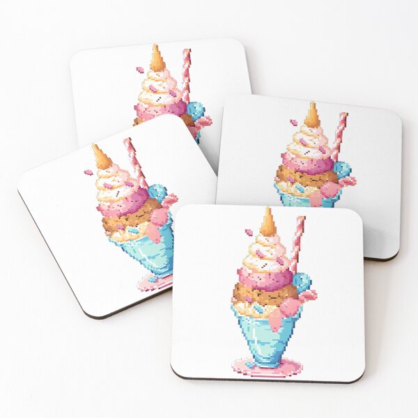 Item preview, Colorful Ice Cream in a cup- Pixel art designed and sold by octoboobs.