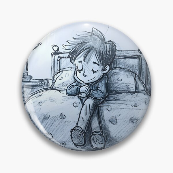 Item preview, Boy by Bed Stick Drawing Art Print - Minimalistic Childhood Decor designed and sold by ArboretumFinds.
